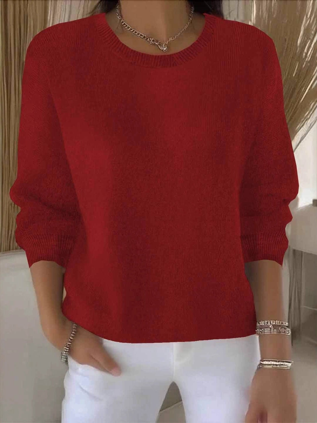 Pullover Damen mit lässigem Schnitt und Rundhalsausschnitt | A&Z - 6 - Atelier-Zofia