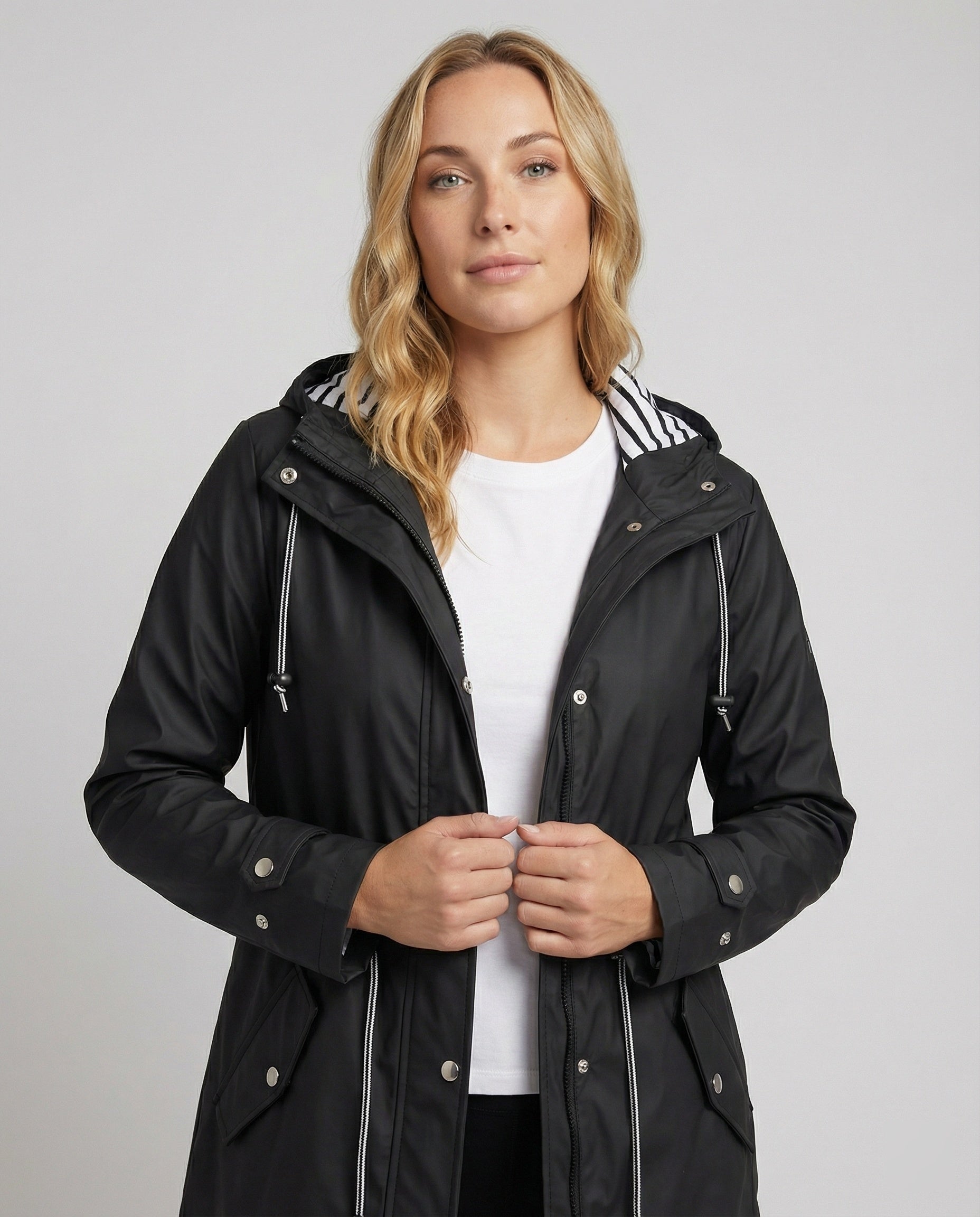 Women's Hooded Jacket - Relaxed Fit with Drawstring Waist | M&B - 1 - Modern britwear