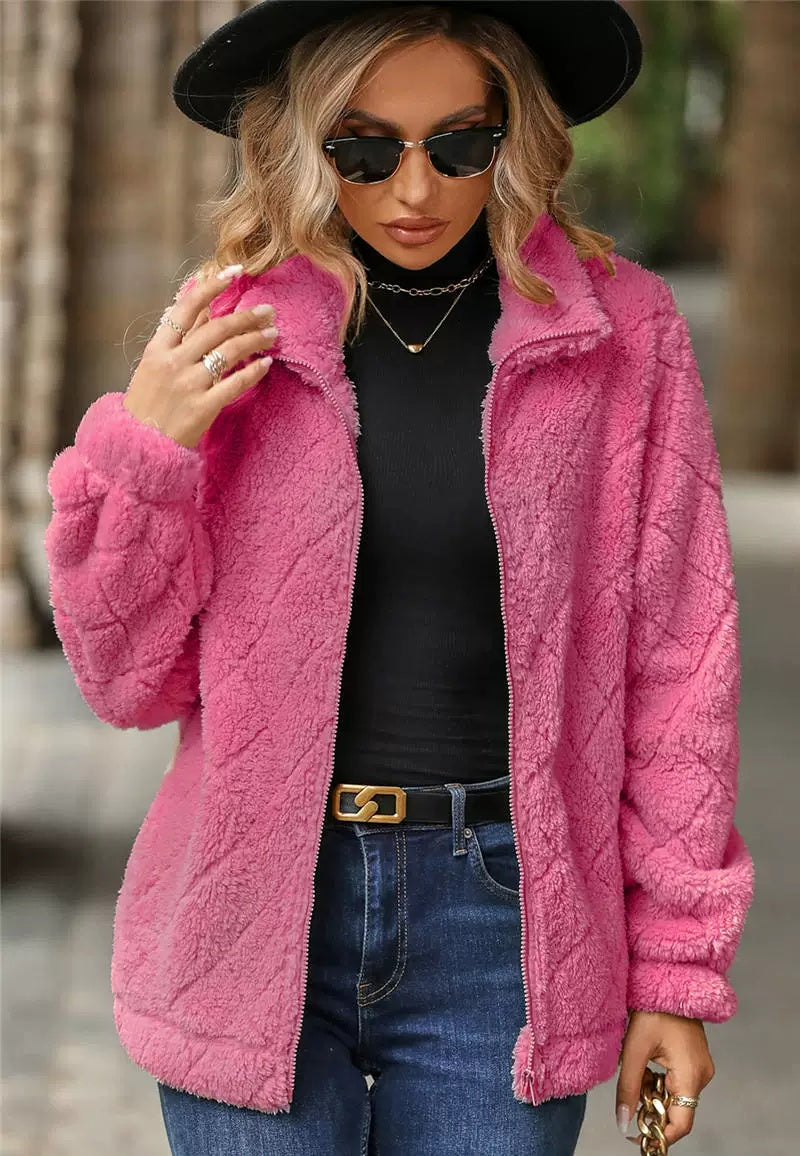 Faux Fur Jacket Women's Casual Zip-Up Quilted Design | R&V - 2 - Rokvane