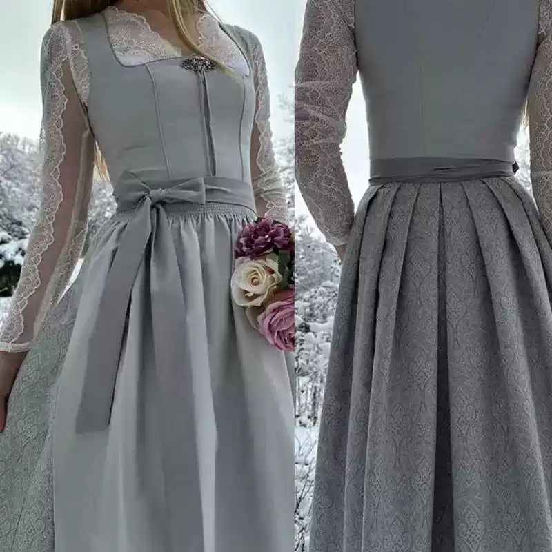 Dirndl Kleid Damen mit langen Ärmeln und Taillenband | A&Z - 2 - Atelier-Zofia