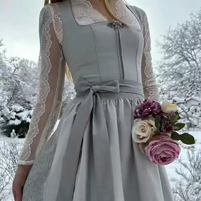 Dirndl Kleid Damen mit langen Ärmeln und Taillenband | A&Z - 3 - Atelier-Zofia
