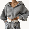 Pullover Damen im Oversized-Stil mit V-Ausschnitt und weiten Ärmeln | A&Z - 1 - Atelier-Zofia