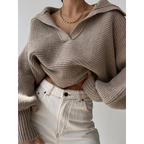 Pullover Damen im Oversized-Stil mit V-Ausschnitt und weiten Ärmeln | A&Z - 4 - Atelier-Zofia
