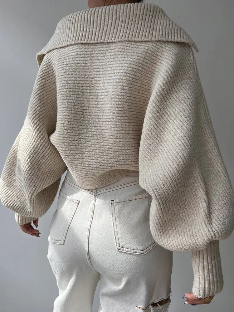 Pullover Damen mit V-Ausschnitt und lässigem Oversized-Schnitt | A&B - 10 - Annoboutique