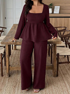 Outfit Damen braun weit geschnitten mit quadratischem Ausschnitt - 2 - Atelier-Zofia