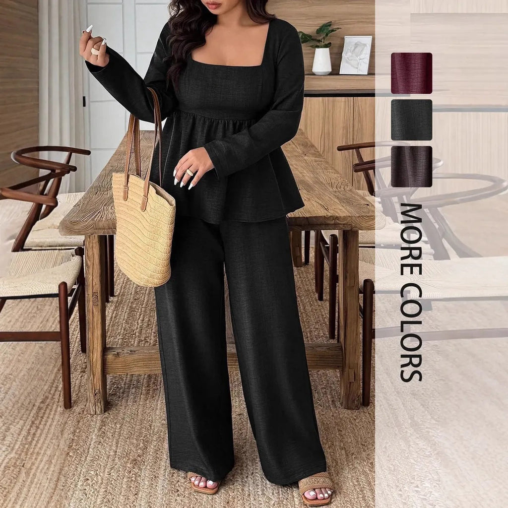 Outfit Damen braun weit geschnitten mit quadratischem Ausschnitt - 6 - Atelier-Zofia