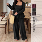 Outfit Damen braun weit geschnitten mit quadratischem Ausschnitt - 6 - Atelier-Zofia