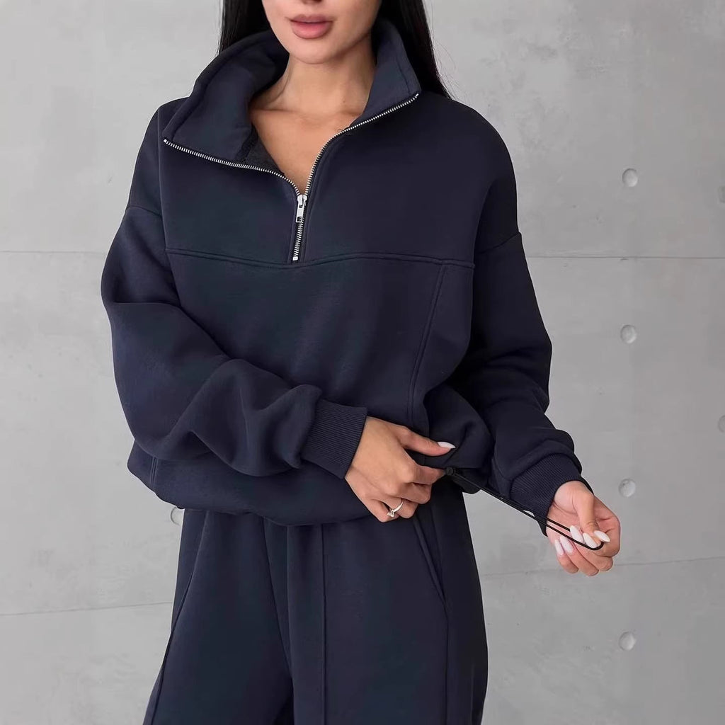 Lounge Set Damen schwarz bequem mit hohem Kragen - 1 - Atelier-Zofia