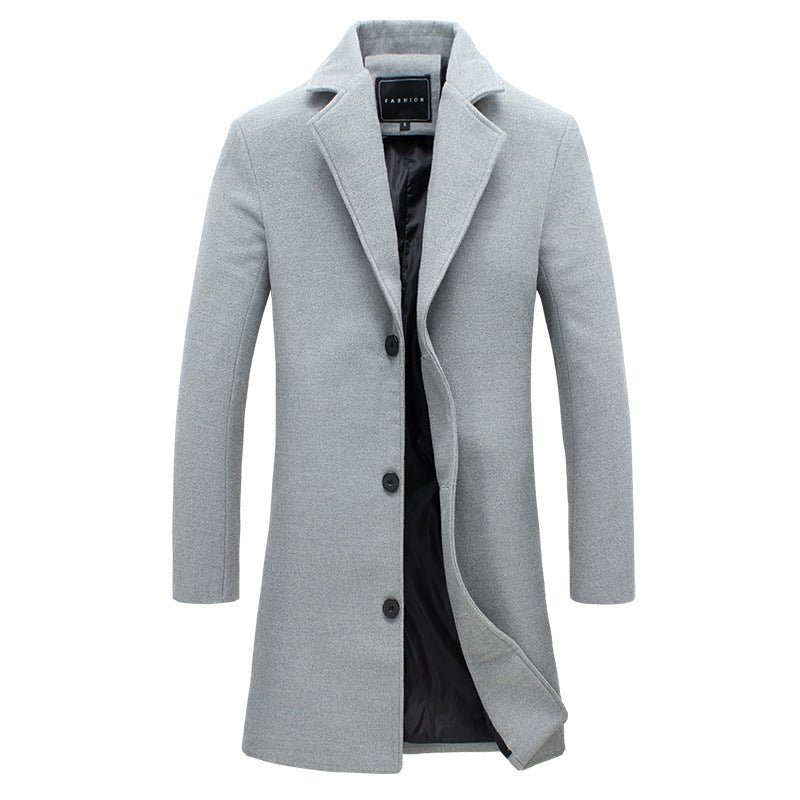 Wollmantel Herren grau tailliert mit Reverskragen - 1 - Atelier-Zofia