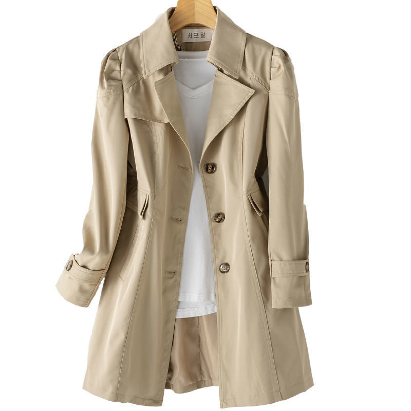 Trench Coat Damen beige tailliert mit Revers - 3 - Atelier-Zofia