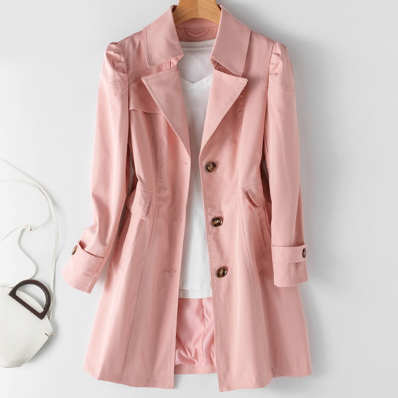 Trench Coat Damen beige tailliert mit Revers - 5 - Atelier-Zofia