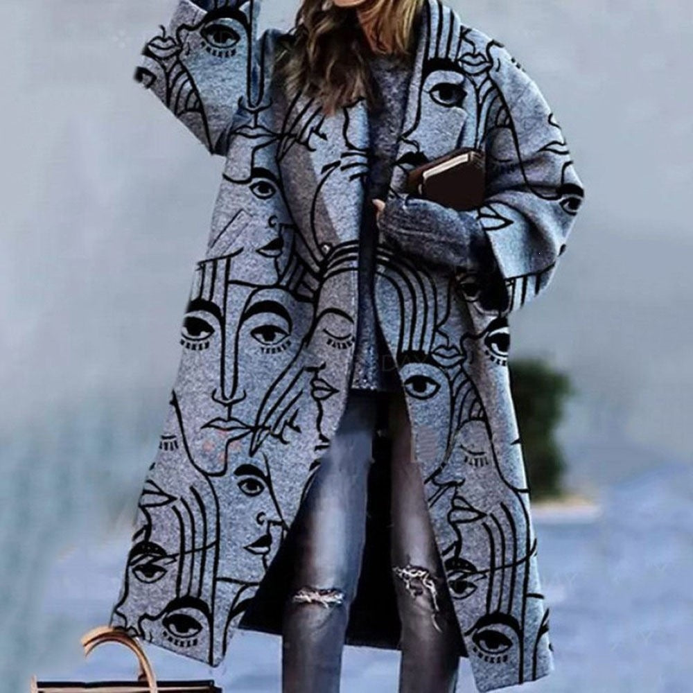 Mantel Damen braun kariert mit weitem Schnitt - 2 - Atelier-Zofia