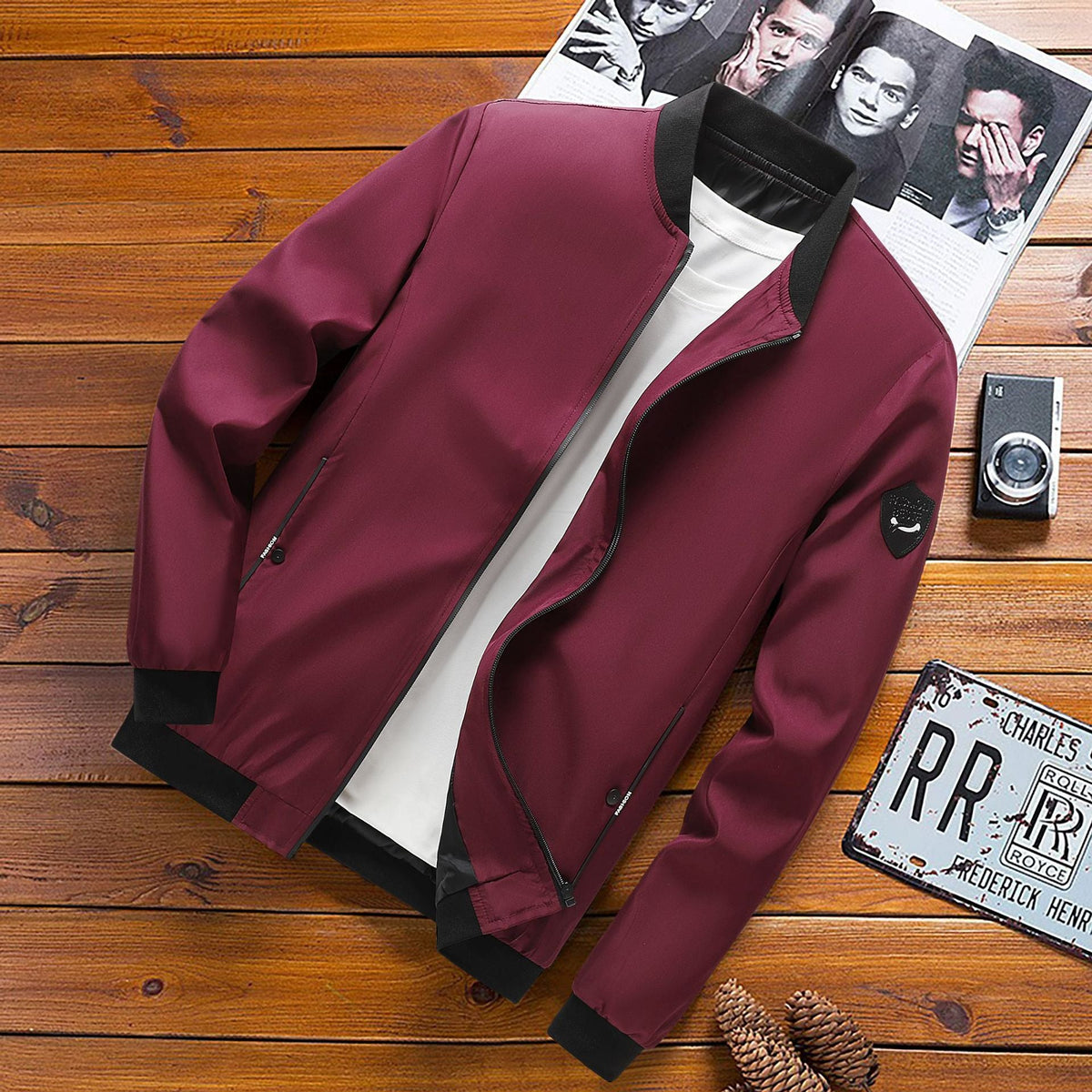 Jacket Herren blau tailliert mit Stehkragen - 4 - Atelier-Zofia