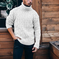 Pullover Herren blau mit hohem Kragen und strukturiertem Muster - 5 - Atelier-Zofia