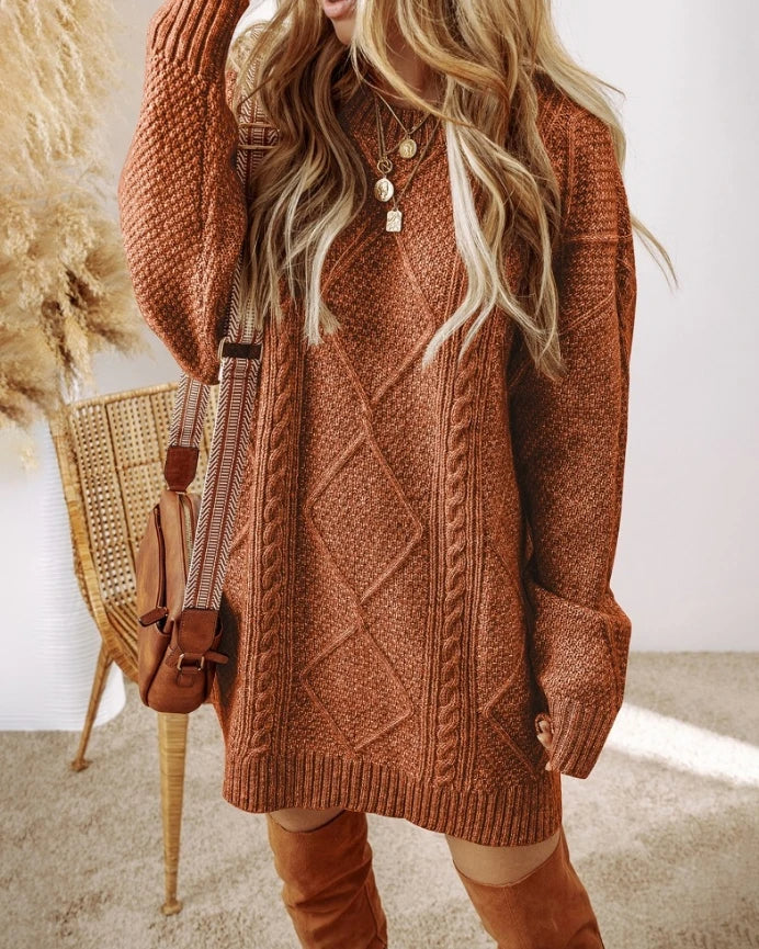 Pullover Damen braun oversized mit strukturiertem Design - 3 - Atelier-Zofia