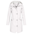 Regenjacke Damen blau tailliert mit Kapuze und Taschen - 2 - Atelier-Zofia
