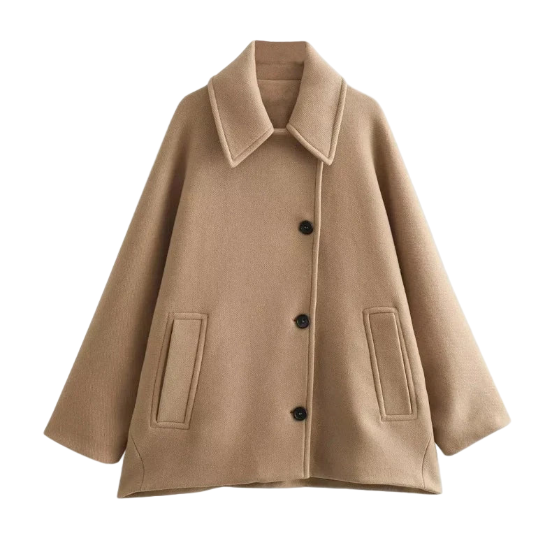 Jacke Damen beige oversize mit Knopfverschluss - 1 - Atelier-Zofia