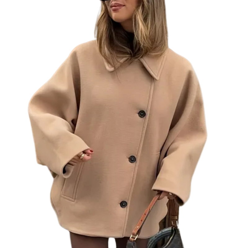 Jacke Damen beige oversize mit Knopfverschluss - 3 - Atelier-Zofia