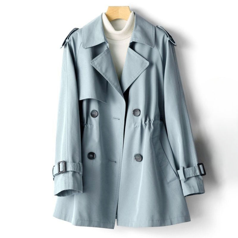 Trenchcoat Damen schwarz tailliert mit doppelter Knopfleiste - 2 - Atelier-Zofia
