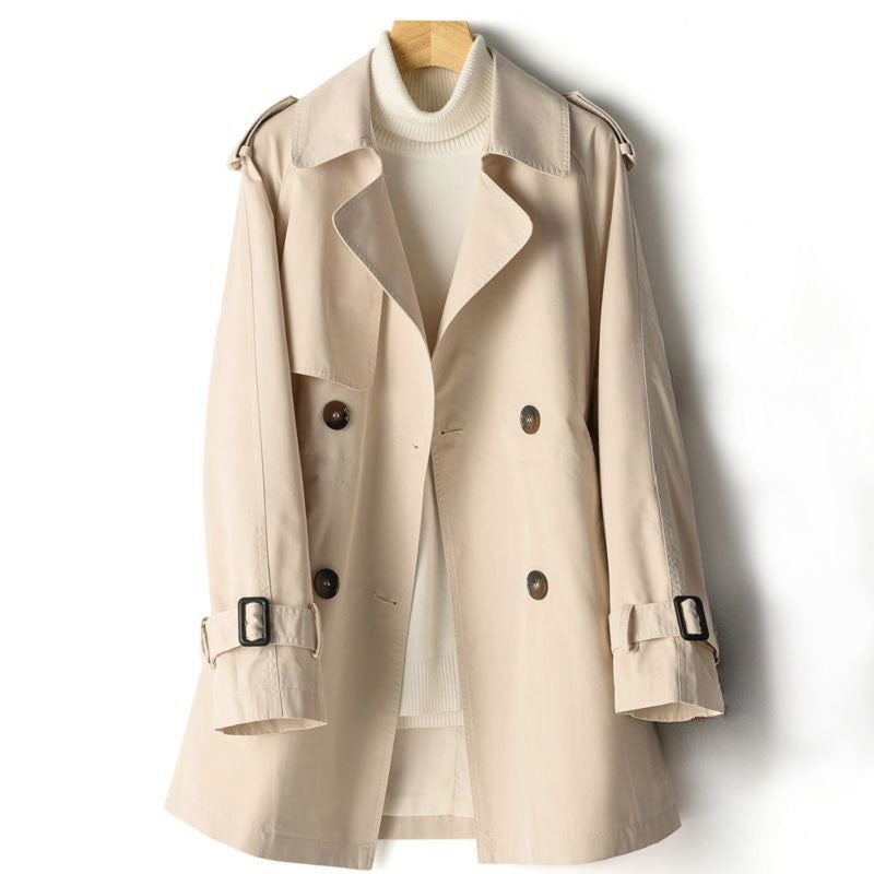 Trenchcoat Damen schwarz tailliert mit doppelter Knopfleiste - 4 - Atelier-Zofia
