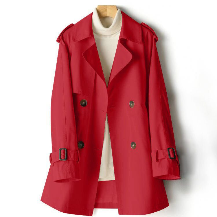 Trenchcoat Damen schwarz tailliert mit doppelter Knopfleiste - 5 - Atelier-Zofia