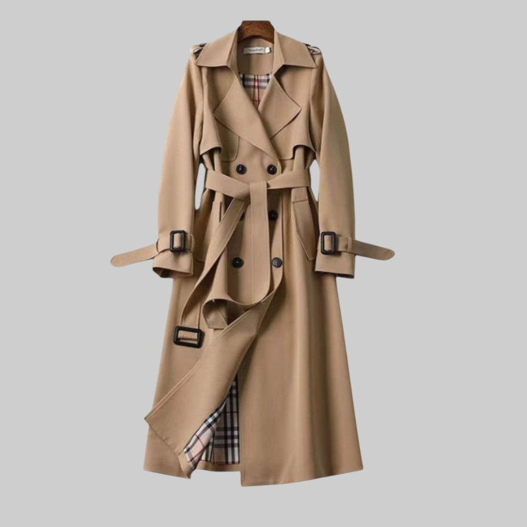 Trench Coat Damen beige tailliert mit Bindegürtel - 1 - Atelier-Zofia