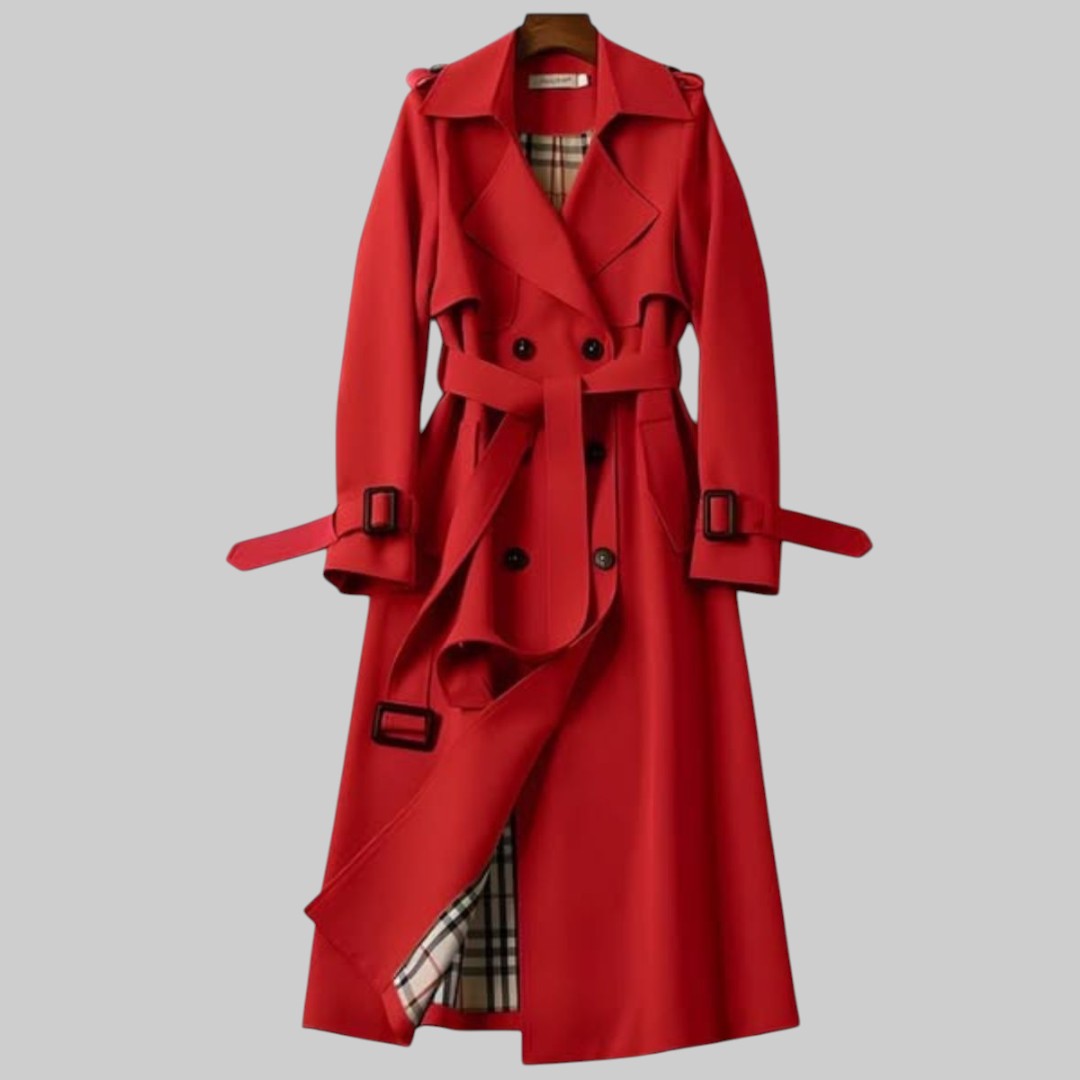 Trench Coat Damen beige tailliert mit Bindegürtel - 2 - Atelier-Zofia