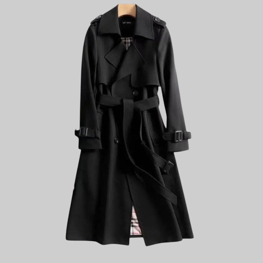 Trench Coat Damen beige tailliert mit Bindegürtel - 4 - Atelier-Zofia