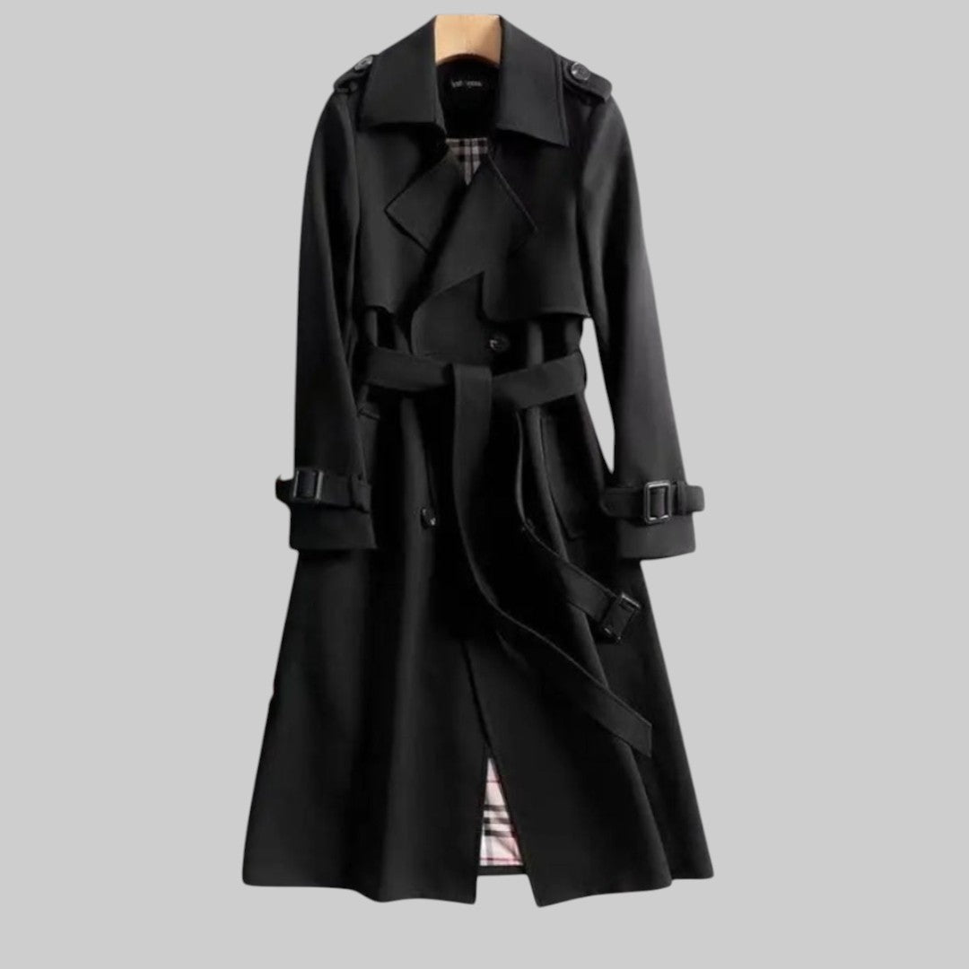 Trench Coat Damen beige tailliert mit Bindegürtel - 4 - Atelier-Zofia