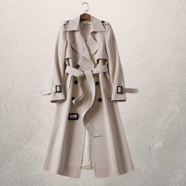 Trench Coat Damen beige tailliert mit Bindegürtel - 6 - Atelier-Zofia