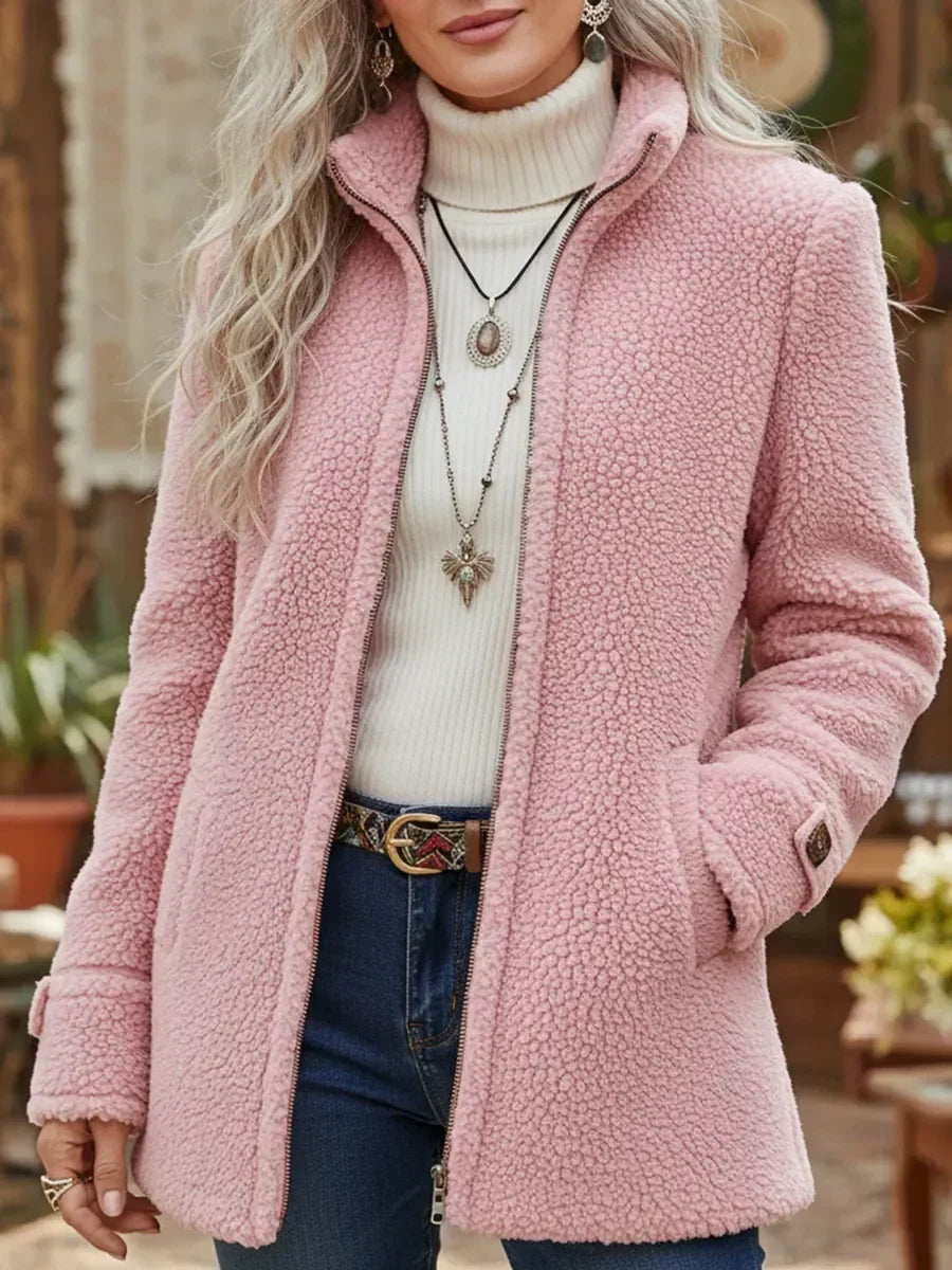 Jacket Damen rosa tailliert mit Stehkragen - 1 - Atelier-Zofia
