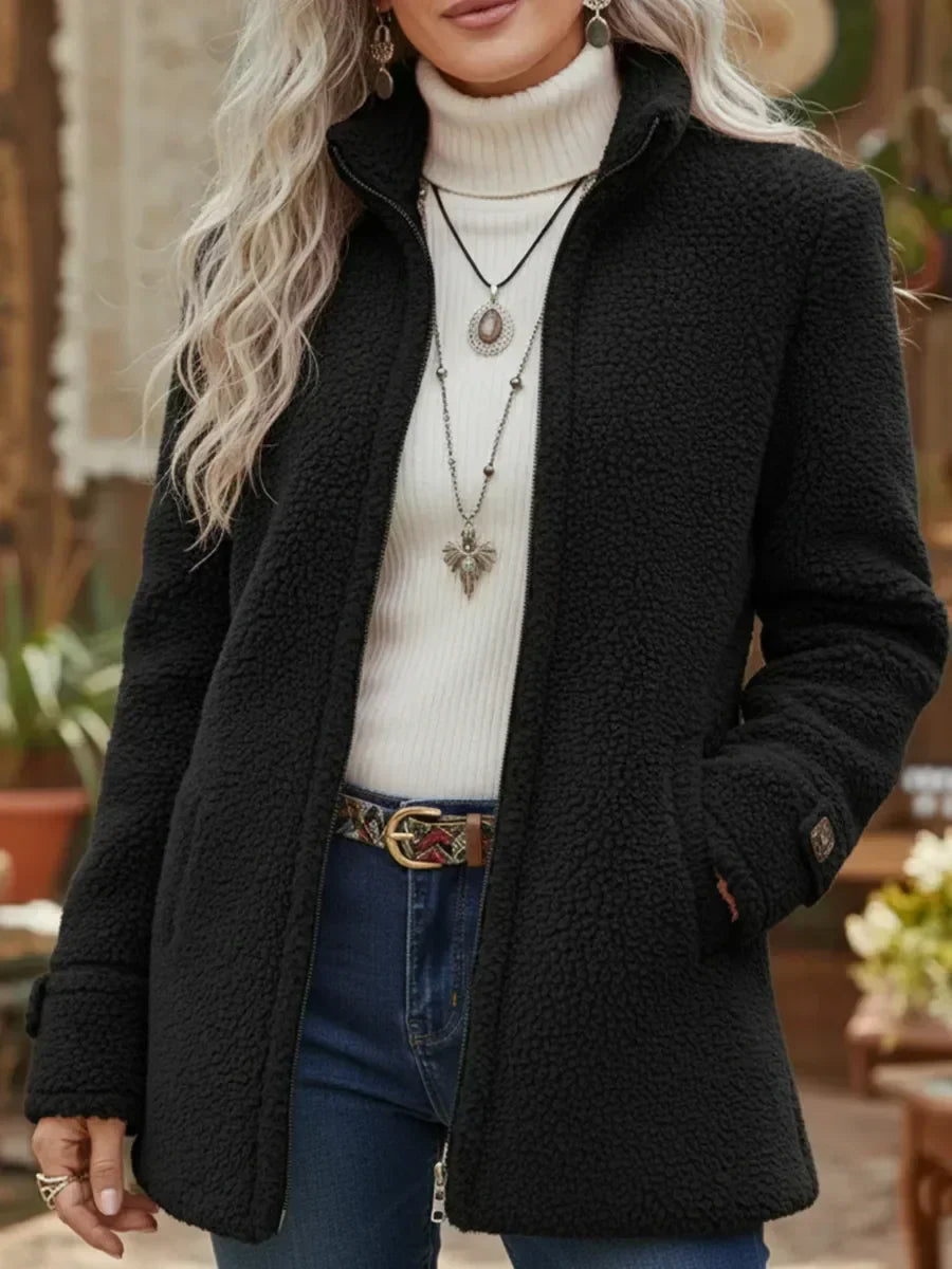 Jacket Damen rosa tailliert mit Stehkragen - 4 - Atelier-Zofia