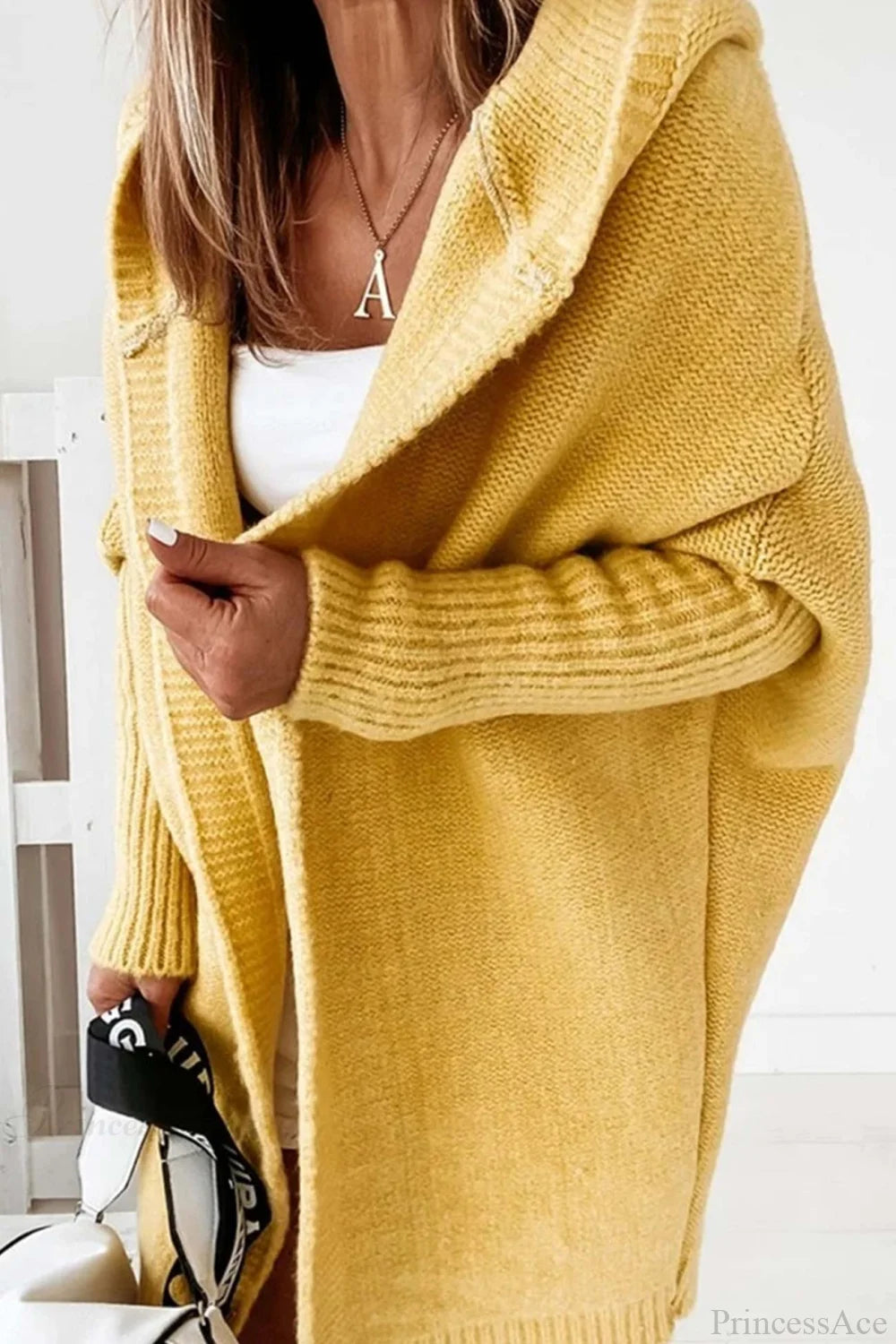 Cardigan Damen rosa lässig mit Kapuze und langen Ärmeln - 5 - Atelier-Zofia