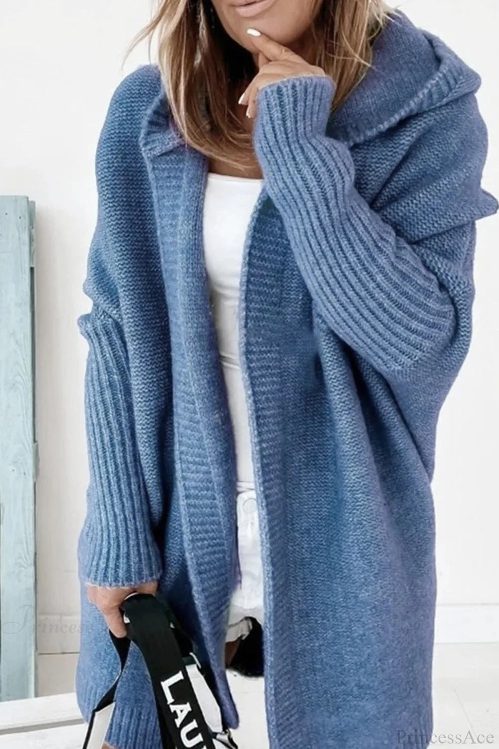 Cardigan Damen rosa lässig mit Kapuze und langen Ärmeln - 6 - Atelier-Zofia
