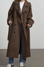 Mantel Damen schwarz weit mit doppelter Knopfleiste - 7 - Atelier-Zofia