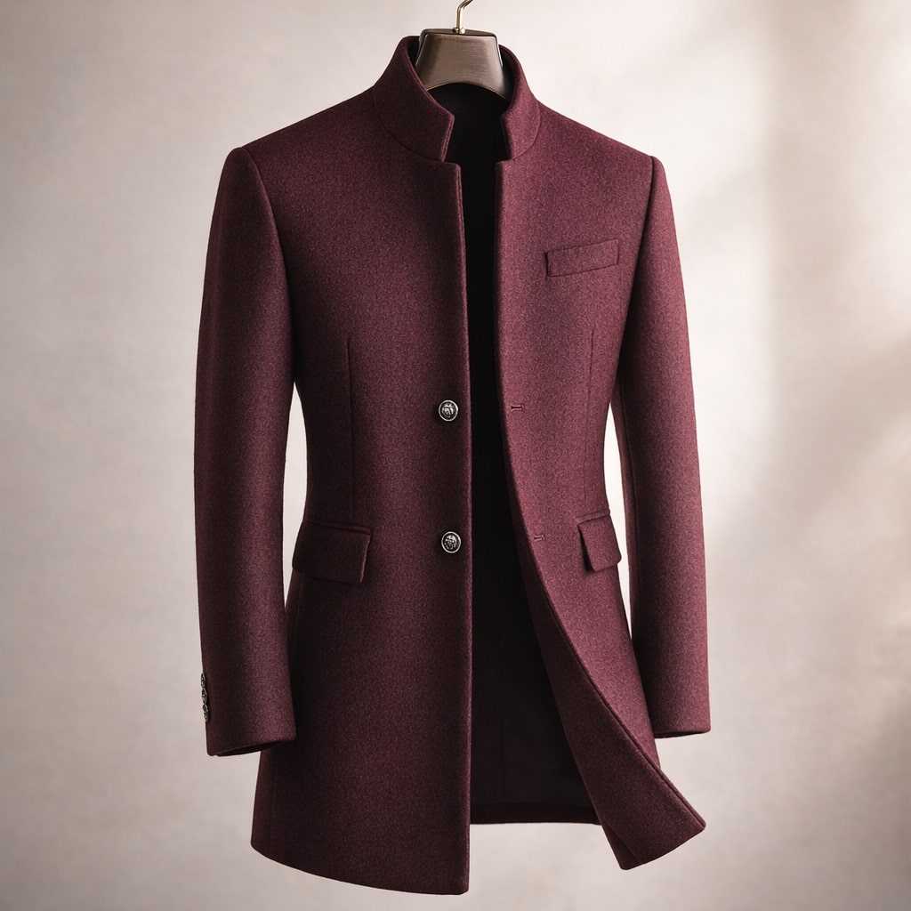 Wintermantel Herren grau tailliert mit Stehkragen - 1 - Atelier-Zofia