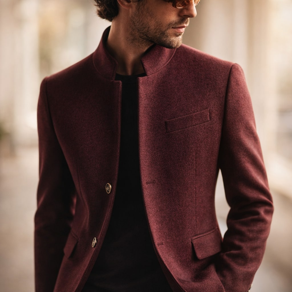 Wintermantel Herren grau tailliert mit Stehkragen - 8 - Atelier-Zofia