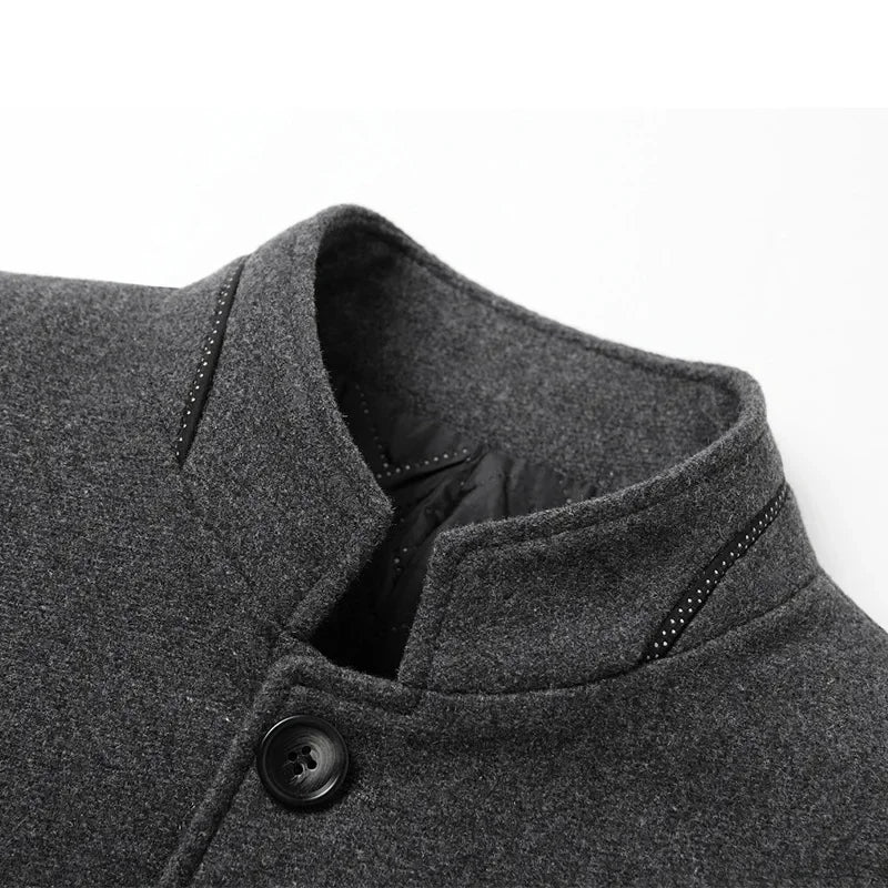 Jacke Herren schwarz tailliert mit Stehkragen - 7 - Atelier-Zofia