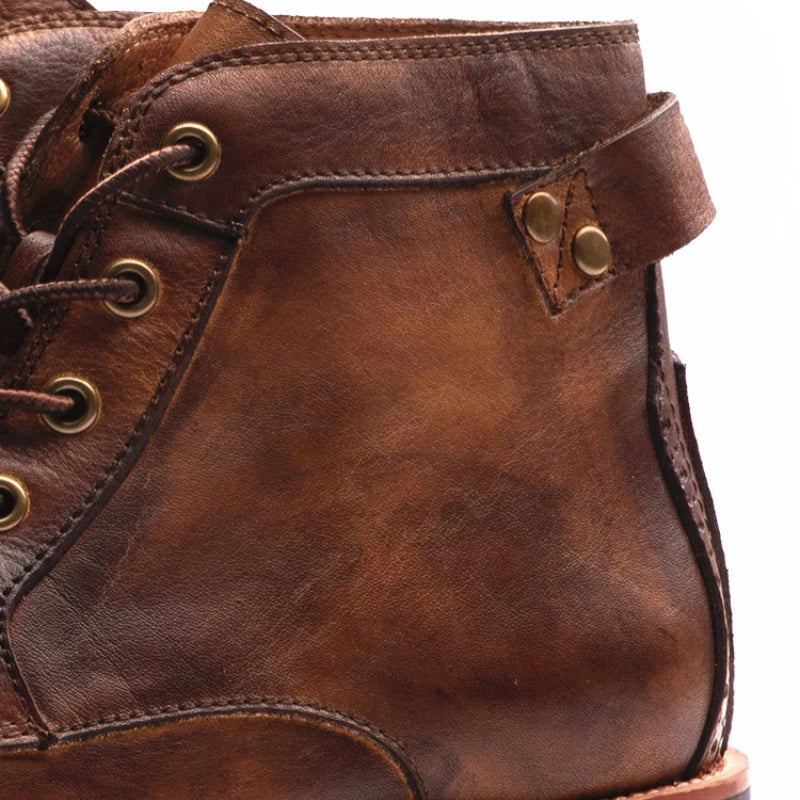 Stiefel Herren braun mit robuster Schnürung und knöchelhohem Design - 7 - Atelier-Zofia
