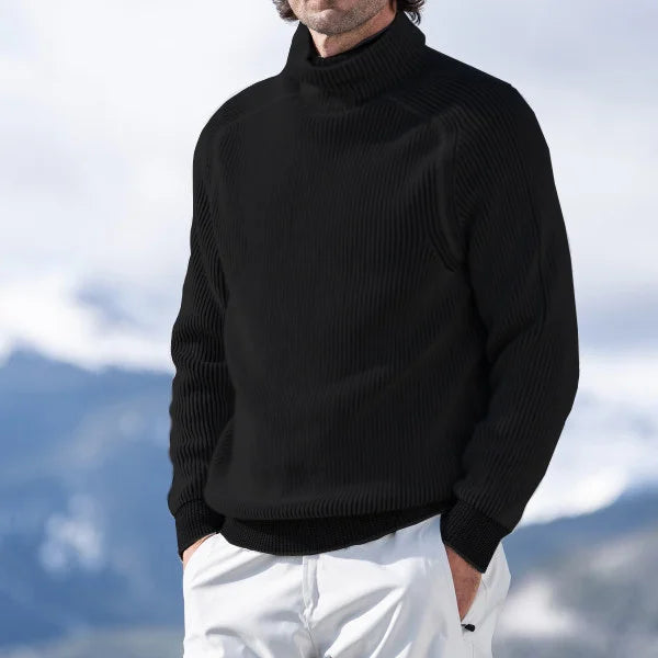 Pullover Herren grau mit hohem Kragen und strukturierter Passform - 2 - Atelier-Zofia