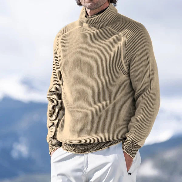 Pullover Herren grau mit hohem Kragen und strukturierter Passform - 3 - Atelier-Zofia