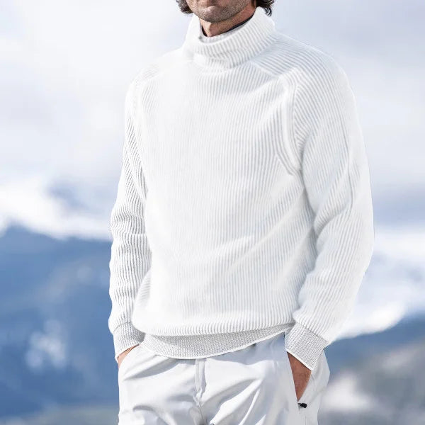 Pullover Herren grau mit hohem Kragen und strukturierter Passform - 4 - Atelier-Zofia