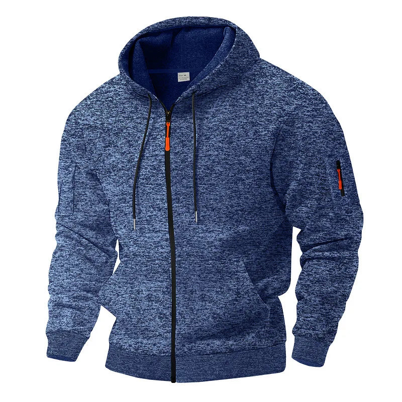 Hoodie Herren grau meliert mit durchgehendem Reißverschluss - 1 - Atelier-Zofia