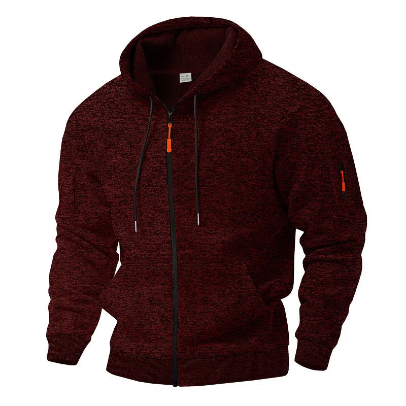 Hoodie Herren grau meliert mit durchgehendem Reißverschluss - 2 - Atelier-Zofia