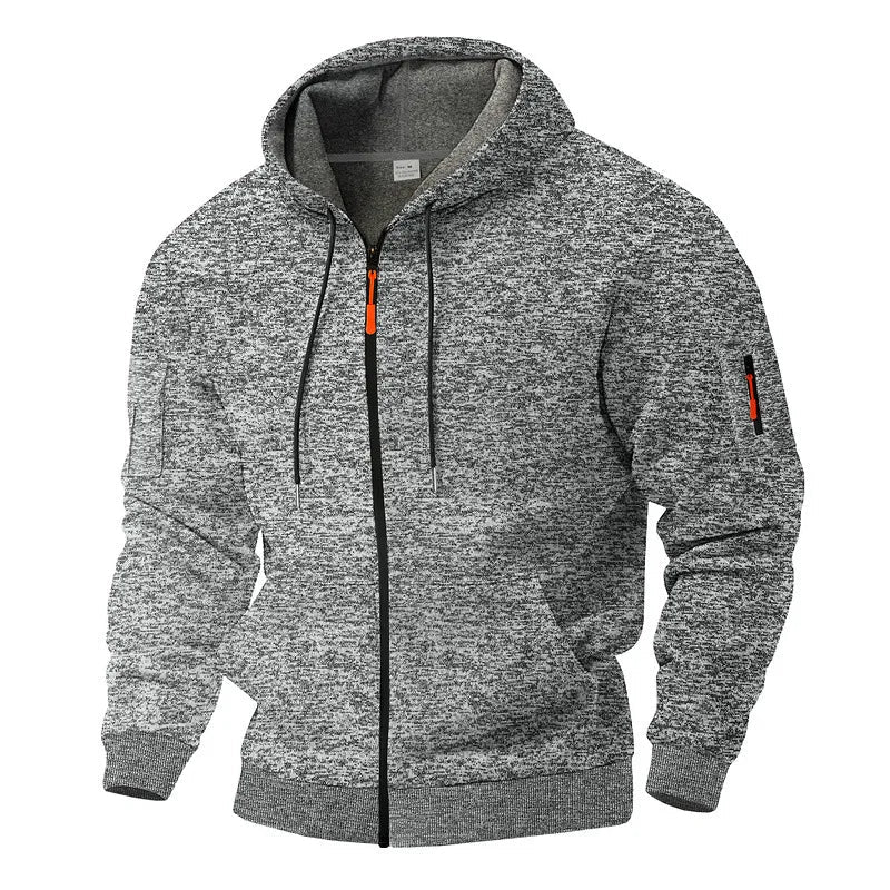 Hoodie Herren grau meliert mit durchgehendem Reißverschluss - 3 - Atelier-Zofia