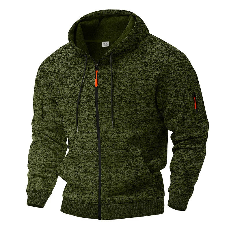 Hoodie Herren grau meliert mit durchgehendem Reißverschluss - 4 - Atelier-Zofia