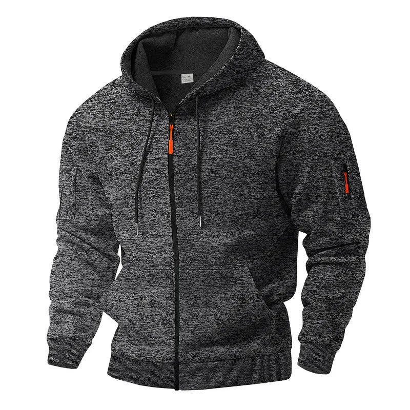 Hoodie Herren grau meliert mit durchgehendem Reißverschluss - 5 - Atelier-Zofia