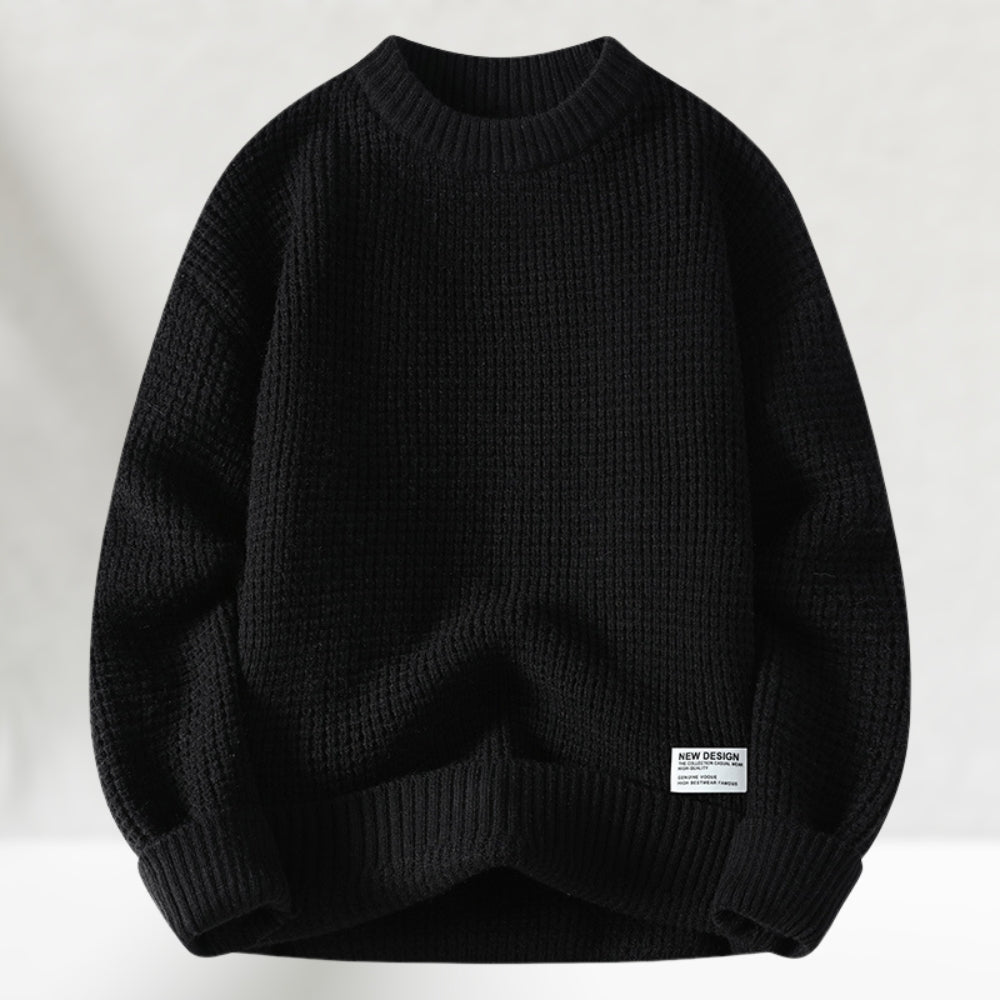 Herren Pullover schwarz mit strukturiertem Design - 1 - Atelier-Zofia