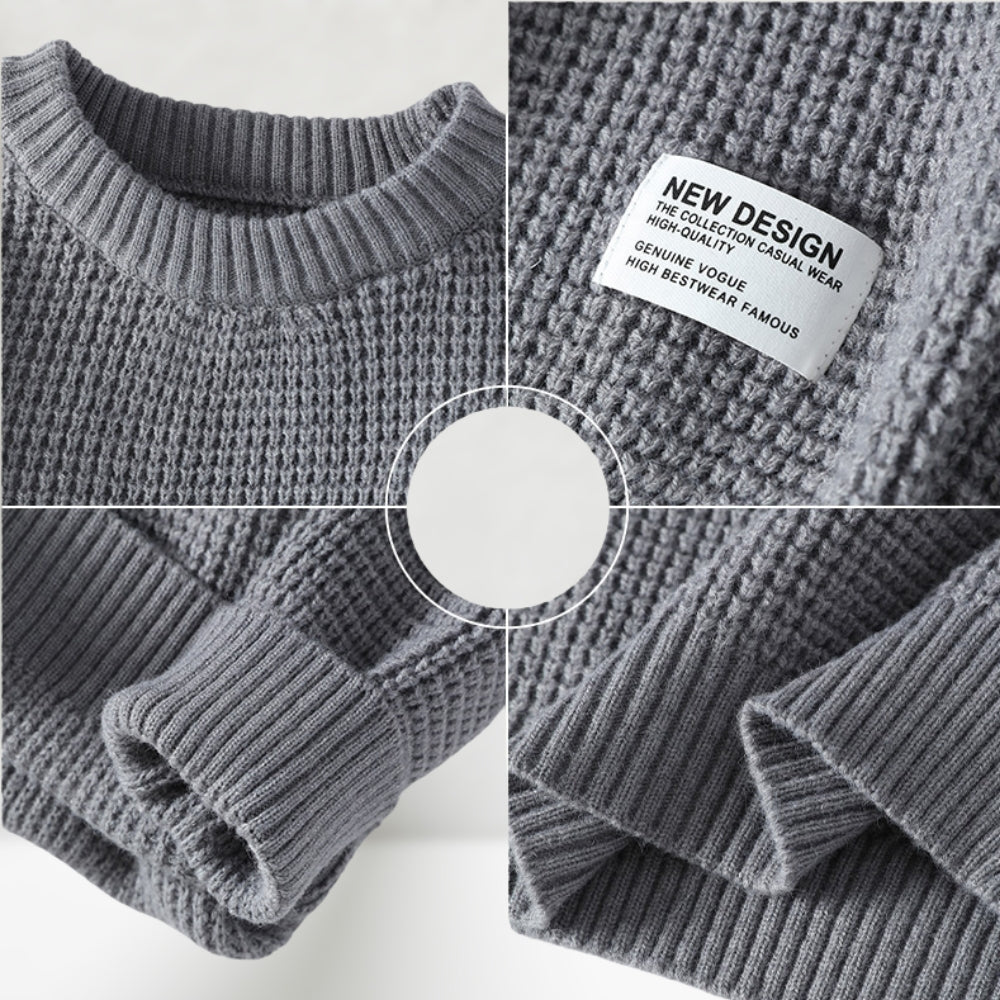 Herren Pullover schwarz mit strukturiertem Design - 5 - Atelier-Zofia