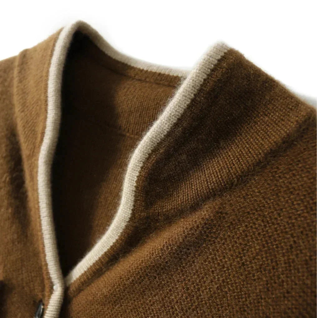 Cardigan Damen braun mit Knopfdesign und Taschen - 5 - Atelier-Zofia
